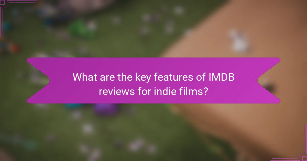 What are the key features of IMDB reviews for indie films?